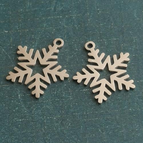 Titanium Steel Pendants, Snowflake, polished, DIY 