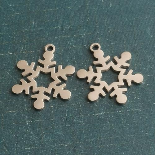 Titanium Steel Pendants, Snowflake, polished, DIY 