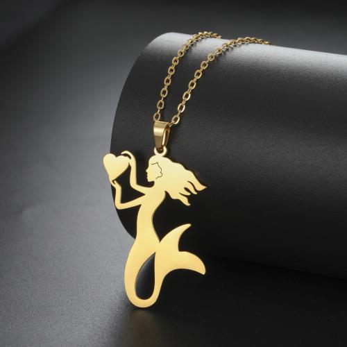 Collier de bijoux en acier inoxydable, Acier inoxydable 304, sirène, Placage, pour femme, plus de couleurs à choisir cm, Vendu par PC
