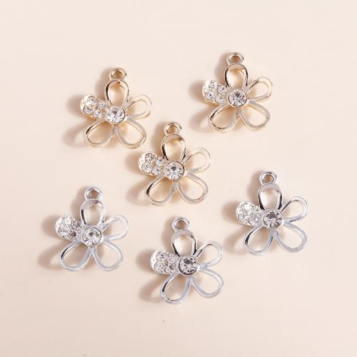 Zinc Alloy Rhinestone Pendants, Flower, plated, DIY & with rhinestone 