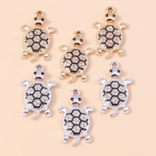 Zinc Alloy Animal Pendants, Turtle, plated, DIY & with rhinestone 