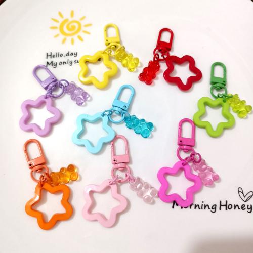 Acrylic Key Chain, with Resin & Zinc Alloy, Star, Unisex & hollow key clasp length 30-50mm 