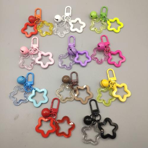 Acrylic Key Chain, with Resin & Zinc Alloy, Star, Unisex & hollow key clasp length 30-50mm 