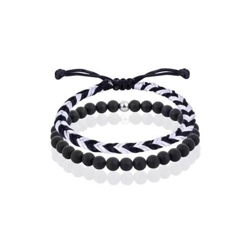 pierre gemme Set de bracelet, avec cordon de polyester, fait à la main, différents matériaux pour le choix & tressé & pour homme Environ 6-10 pouce, Vendu par fixé