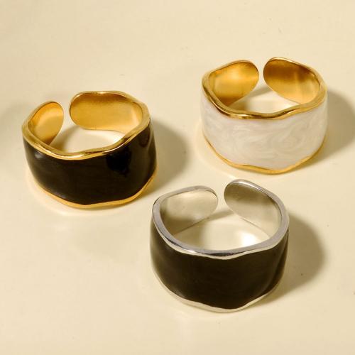 Esmalte de acero inoxidable anillo de dedo, acero inoxidable 304, Recubrimiento iónico al vacío, Ajustable & Joyería & para mujer, más colores para la opción, Vendido por UD