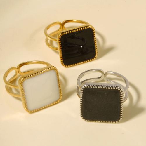 Esmalte de acero inoxidable anillo de dedo, acero inoxidable 304, Cuadrado, Recubrimiento iónico al vacío, Ajustable & Joyería & para mujer, más colores para la opción, Vendido por UD