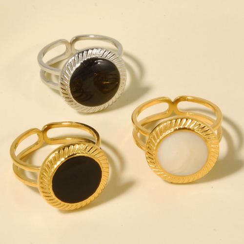 Esmalte de acero inoxidable anillo de dedo, acero inoxidable 304, Recubrimiento iónico al vacío, Ajustable & Joyería & para mujer, más colores para la opción, Vendido por UD