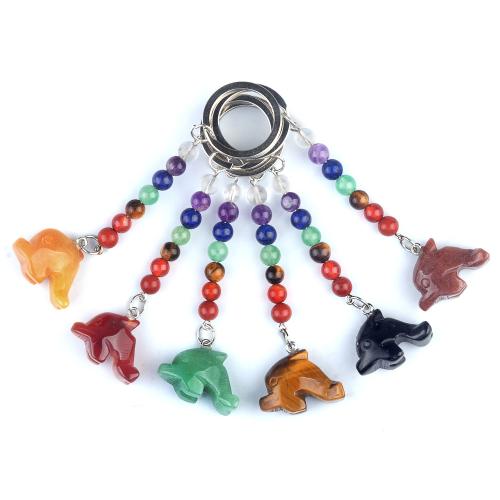 Naturstein Karabiner mit Schlüsselringen, mit Zinklegierung, Dolphin, Modeschmuck & verschiedenen Materialien für die Wahl, keine, verkauft von PC[