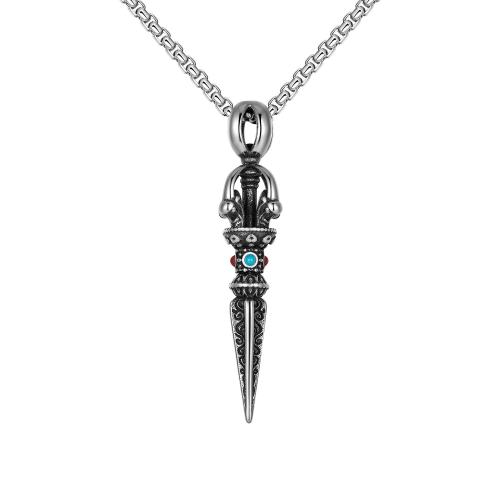 Collier de bijoux en acier inoxydable, Acier inoxydable 316, Finition antique, bijoux de mode & pour homme, couleur originale, Vendu par PC