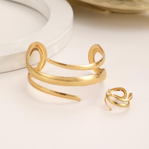 Ensembles-cadeaux bijoux, fer, bracelet & bague, anneau, Placage, 2 pièces & pour femme & creux, plus de couleurs à choisir, Vendu par fixé