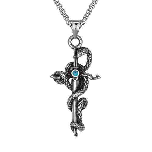 Collier de bijoux en acier inoxydable, Acier inoxydable 304, Finition antique, bijoux de mode & pour homme & creux, couleur originale, Vendu par PC