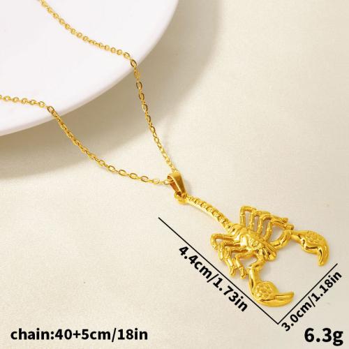 Collier de bijoux en acier inoxydable, Acier inoxydable 304, scorpion, Placage ionique sous vide, pour femme, plus de couleurs à choisir Vendu par sac