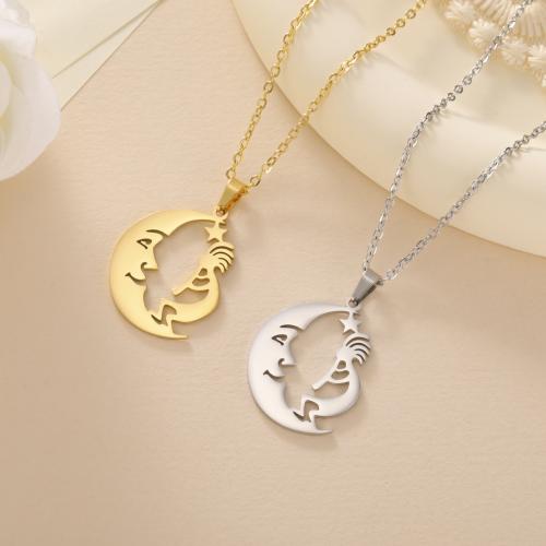 Collier de bijoux en acier inoxydable, Acier inoxydable 304, lune, Placage ionique sous vide, pour femme, plus de couleurs à choisir Vendu par sac