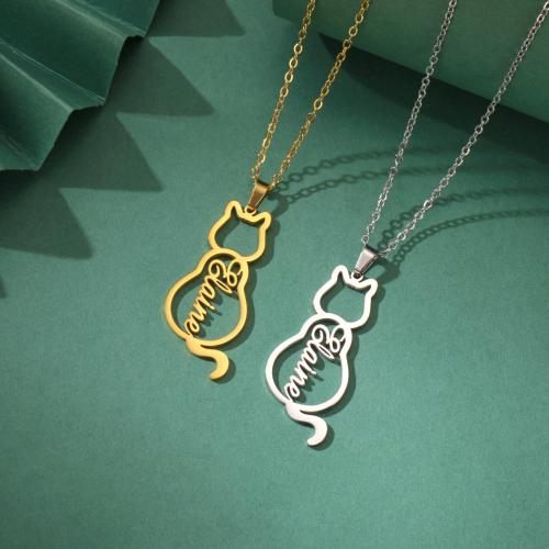Collier de bijoux en acier inoxydable, Acier inoxydable 304, chat, Placage ionique sous vide, pour femme, plus de couleurs à choisir cm Vendu par sac