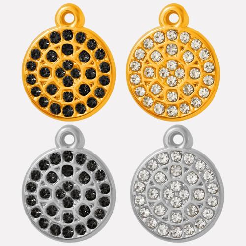 Rhinestone Stainless Steel Pendants, 304 Stainless Steel, Vacuum Ion Plating, DIY & with rhinestone Approx 1.5mm 