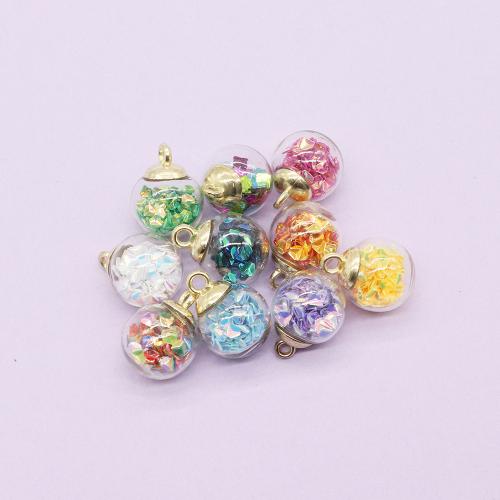 Glass Pendants, with Sequins, DIY, mixed colors mm 