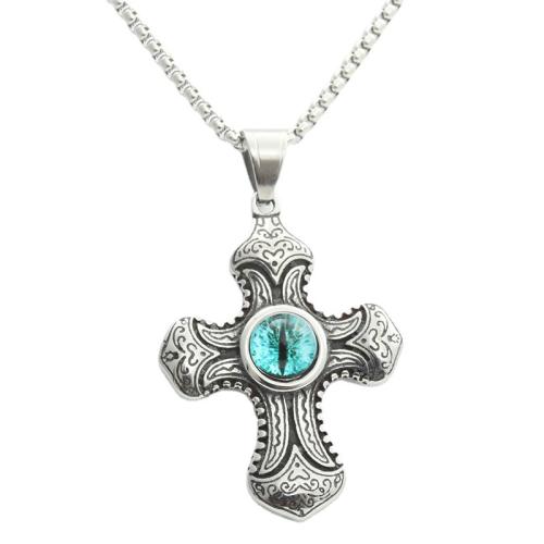 Collier de bijoux en acier inoxydable, Acier inoxydable 304, avec Acrylique, croix, poli, bijoux de mode & styles différents pour le choix & pour homme, plus de couleurs à choisir x37mm cm, Vendu par PC