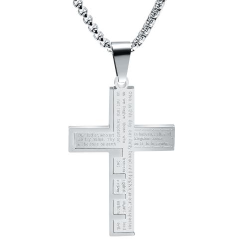 Titanium Steel Jewelry Necklace, Cross, polished, fashion jewelry & for woman, original color cm 