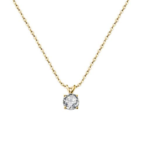 Titanium Steel Jewelry Necklace, with 5cm extender chain, plated, fashion jewelry & micro pave cubic zirconia & for woman cm 