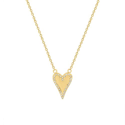 Titanium Steel Jewelry Necklace, with 5cm extender chain, Heart, plated, fashion jewelry & micro pave cubic zirconia & for woman cm 
