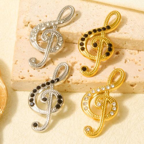 Rhinestone Stainless Steel Pendants, 304 Stainless Steel, Music Note, Vacuum Ion Plating, DIY & with rhinestone 