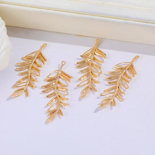 Brass Leaf Pendants, gold color plated, DIY, golden 