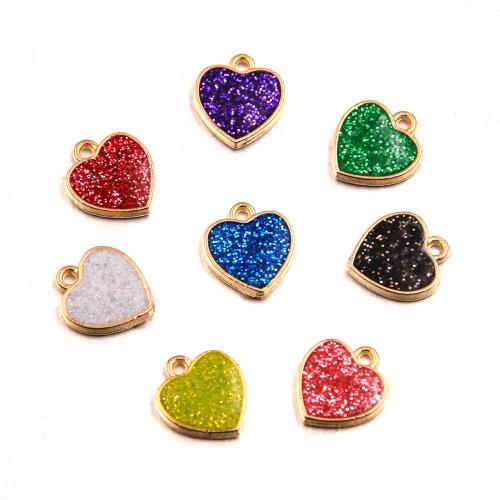 Colgantes de Aleación de Zinc en Forma de Corazón, chapado, Bricolaje & brillo & esmalte, más colores para la opción, 11x12mm, 100PCs/Bolsa, Vendido por Bolsa