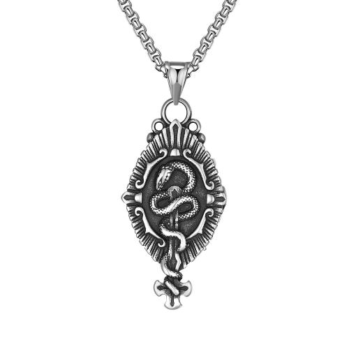 Collier de bijoux en acier inoxydable, Acier inoxydable 304, Finition antique, bijoux de mode & pour homme, couleur originale, Vendu par PC