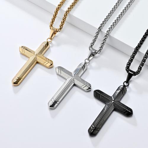 Titanium Steel Jewelry Necklace, Cross, plated, Unisex cm 