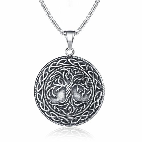 Collier de bijoux en acier inoxydable, Acier inoxydable 304, Rond, Finition antique, bijoux de mode & pour homme, couleur originale cm, Vendu par PC