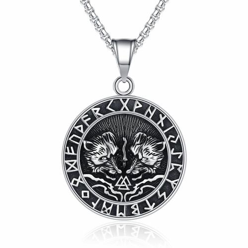 Collier de bijoux en acier inoxydable, Acier inoxydable 304, Rond, Finition antique, bijoux de mode & pour homme, couleur originale cm, Vendu par PC