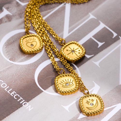 Collier de bijoux en acier inoxydable, Acier inoxydable 304, Placage ionique sous vide, pour femme & avec strass, plus de couleurs à choisir cm, Vendu par PC