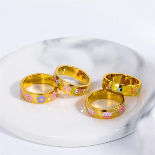 Esmalte de acero inoxidable anillo de dedo, acero inoxidable 304, Recubrimiento iónico al vacío, diverso tamaño para la opción & para mujer, más colores para la opción, Vendido por UD