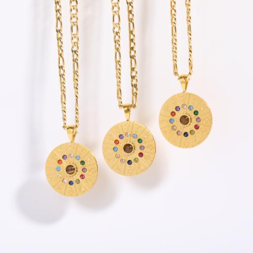 Collier de bijoux en acier inoxydable, Acier inoxydable 304, Placage ionique sous vide, pour femme & avec strass cm, Vendu par PC