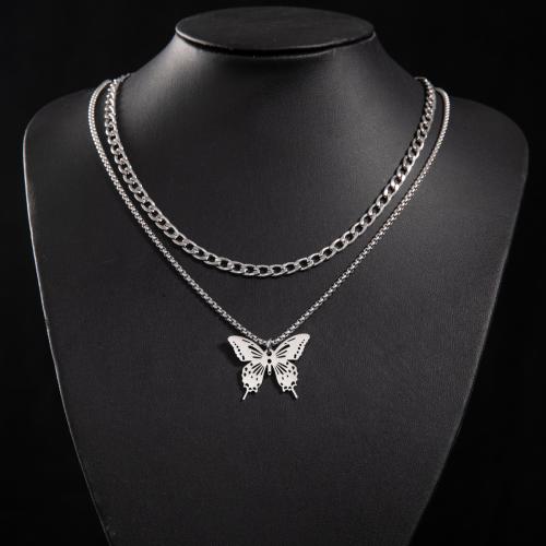 Collar de Acero Inoxidable, acero inoxidable 304, Mariposa, Joyería & diferentes estilos para la opción & para mujer, más colores para la opción, Vendido por UD
