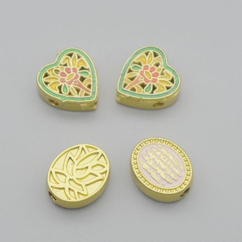 Enamel Zinc Alloy Beads, gold color plated, DIY 