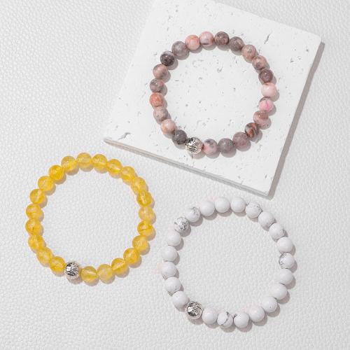 Bracelets en pierres précieuses, Pierre naturelle, Rond, différents matériaux pour le choix & unisexe, plus de couleurs à choisir, Vendu par PC