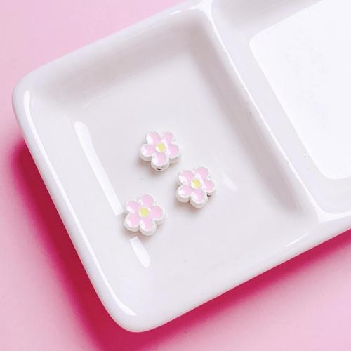 Enamel Zinc Alloy Beads, Flower, stoving varnish, DIY 10mm Approx 2mm 