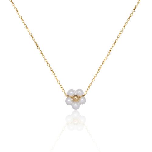 Collar de Acero Inoxidable, acero inoxidable 304, con Perlas de vidrio, Recubrimiento iónico al vacío, para mujer, longitud:41-50 cm, Vendido por UD