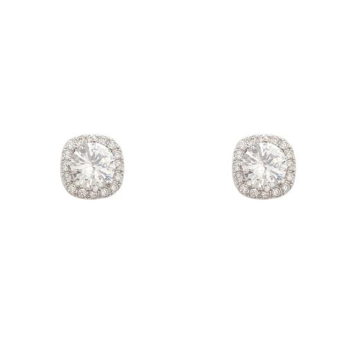 Argent sterling 925 boucle d oreille dormeuse, cadre, bijoux de mode & pavé de micro zircon & pour femme, plus de couleurs à choisir, earring length 6-10mm, Vendu par paire