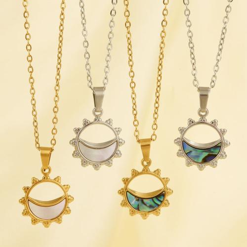 Collar de Acero Inoxidable, acero inoxidable 304, con Nácar Blanca, con 5cm extender cadena, chapado, diferentes materiales para la opción & diferentes estilos para la opción & para mujer & hueco, más colores para la opción, longitud:40 cm, Vendido por UD