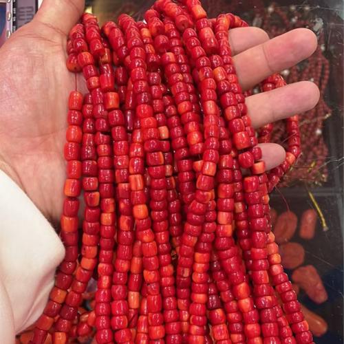 Perles en corail naturel, DIY, rouge, beads length 7-8mm Environ 16 pouce, Vendu par brin