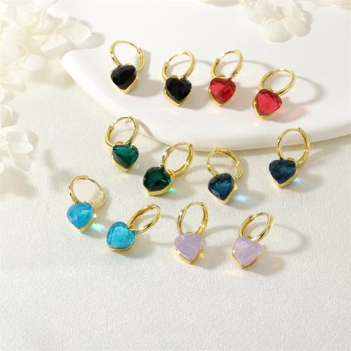 クリスタルドロップイヤリング, 銅, とともに クリスタル, ハート形, ゴールドメッキ, ファッションジュエリー & 女性用, 無色, 売り手 ペア