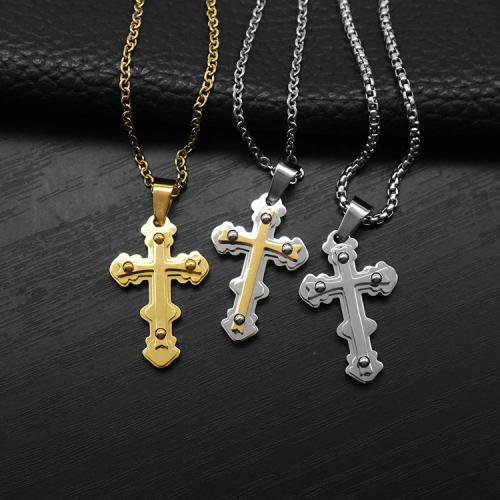 Titanium Steel Jewelry Necklace, Cross, plated, DIY & Unisex 