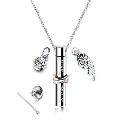 Cremation Jewelry Ashes Urn Necklace, 304 Stainless Steel, plated, can open and put into something & Unisex original color mm 