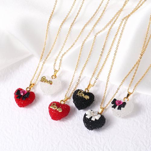 Collier en laiton cubique Zircon Micro Pave, avec Acrylique, avec 5cm chaînes de rallonge, coeur, Placage de couleur d'or, bijoux de mode & pavé de micro zircon, plus de couleurs à choisir cm, Vendu par PC