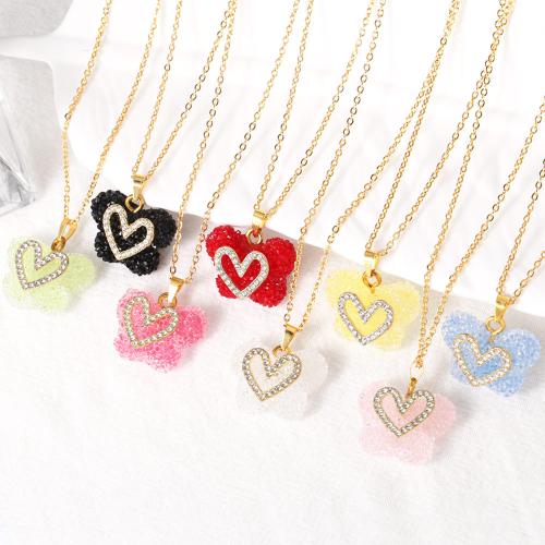 Collier en laiton cubique Zircon Micro Pave, avec Acrylique, avec 5cm chaînes de rallonge, papillon, Placage de couleur d'or, bijoux de mode & pavé de micro zircon, plus de couleurs à choisir cm, Vendu par PC