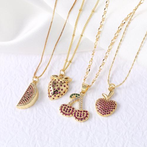 Collier en laiton cubique Zircon Micro Pave, avec 5cm chaînes de rallonge, Placage de couleur d'or, bijoux de mode & modèles différents pour le choix & pavé de micro zircon, plus de couleurs à choisir cm, Vendu par PC