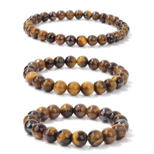 Pulseras de piedra del ojo del tigre, Ojo de tigre, con Hilo elástico, hecho a mano, Joyería & unisexo & diverso tamaño para la opción, longitud:aproximado 23 cm, Vendido por UD