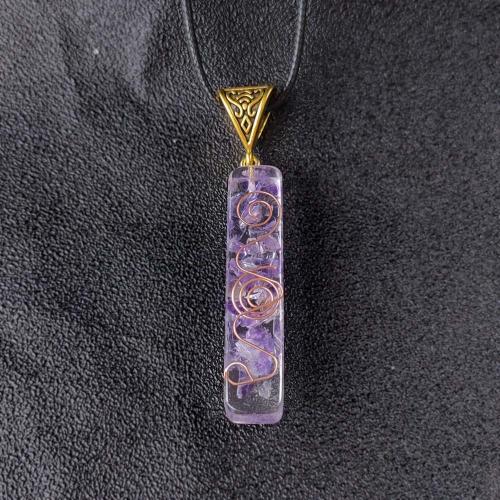 Colgante Amethyst de febrero Birthstone, amatista, con resina & metal, chapado en color dorado, Bricolaje, Púrpura, 10x30mm, Vendido por UD